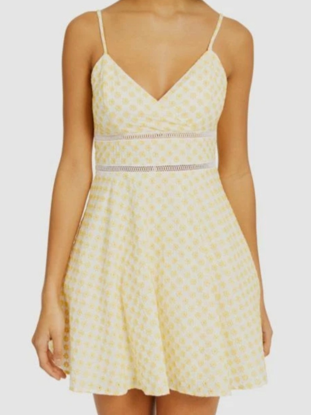 Altar'd State Yellow Floral Embroidered Fit & Flare Mini Dress